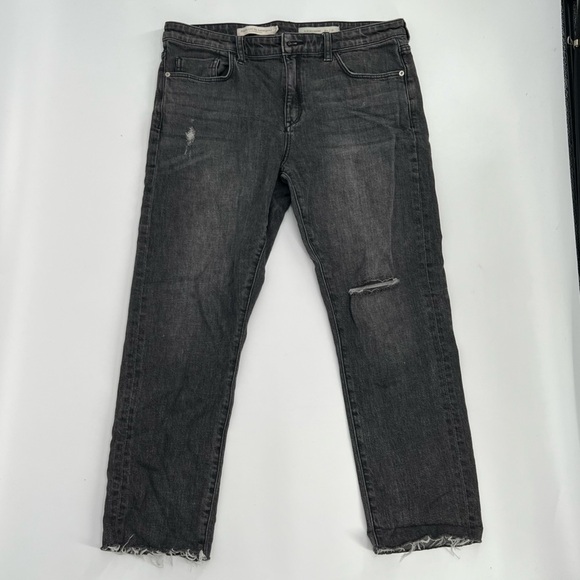 Pilcro and The Letterpress Black Slim Boyfriend Rough Hem Jeans Size 31 Women's - Picture 1 of 7